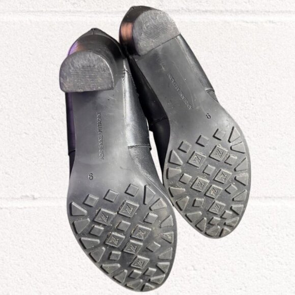 Adrienne Vittadini Tall Black Leather Boots with Buckle Embellishment Size 9 - Picture 6 of 13